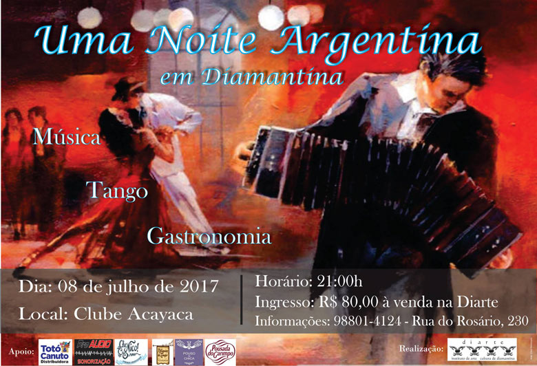 Convite Uma Noite argentina em Diamantina