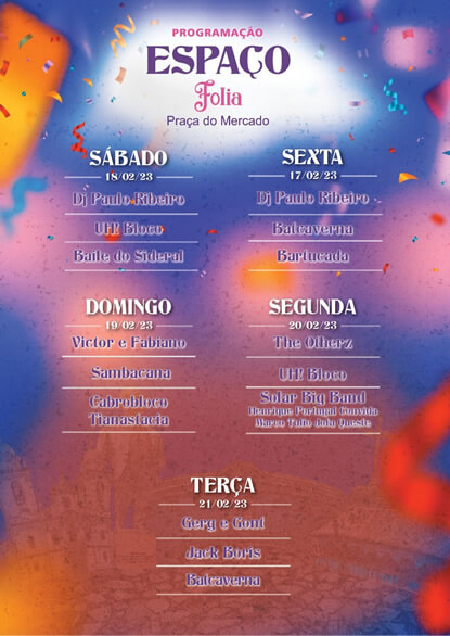 programação espaço folia carnaval diamantina 2023