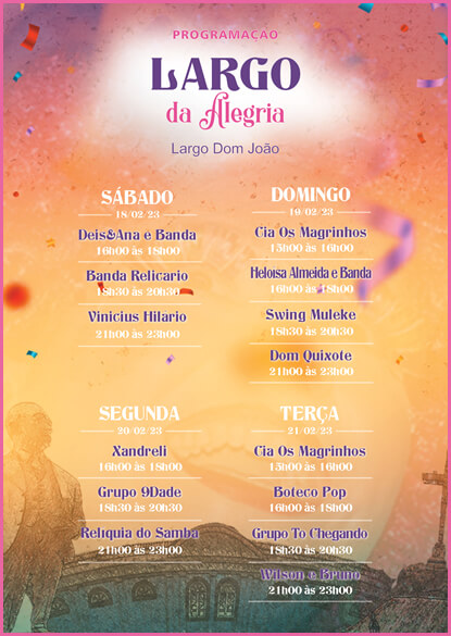 programação largo dom joão carnaval diamantina 2023