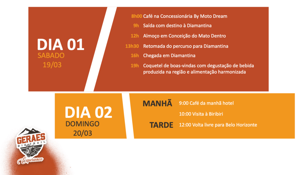 programação tour diamantina